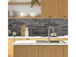 MySpotti Küchenrückwand Profix Cucina Black Bricks 160 x 60 cm Steingrau