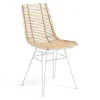 Natur24 4-er Set Stuhl Tishana 45 x 79 x 58 cm Rattan Natur Stahl Weiß