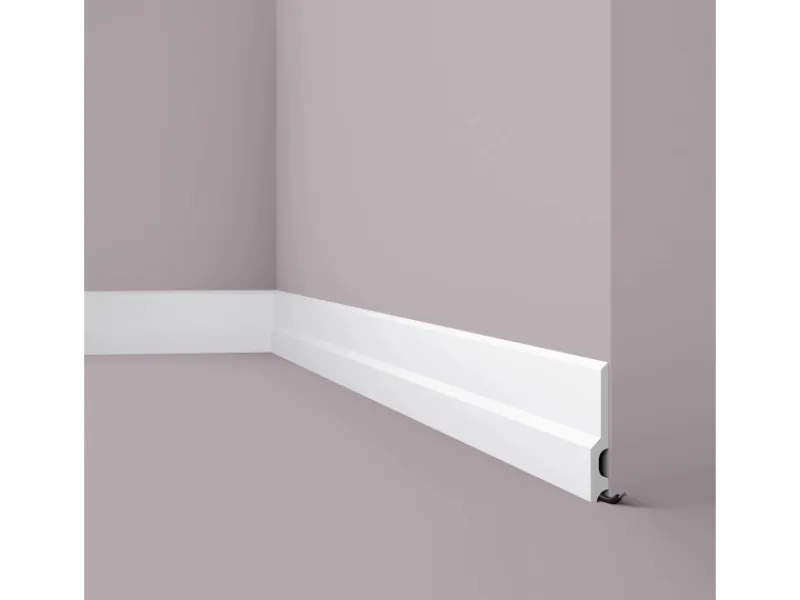 NOEL & MARQUET NMC FD22 WALLSTYL Sockelleiste Zierleiste Eckleiste 2 m 200 cm x 1,8 cm x 13 cm Weiß