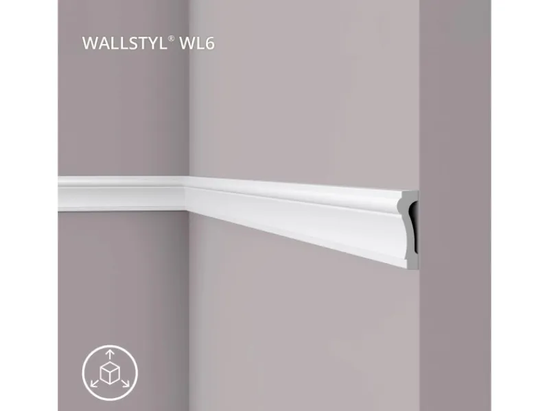 New NOEL & MARQUET NMC WL6 WALLSTYL Wand- und Friesleiste Zierleiste Türumrandung 2 m 200 cm x 2,2 cm x 7,5 cm Weiß