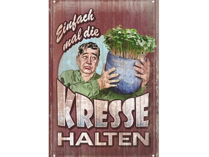 Nostalgic-Art Blechschild Kresse halten 20 cm x 30 cm