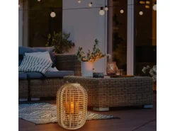 Näve Dekoleuchte Korb Natur 32,5 cm inkl. LED-Solar-Kerze