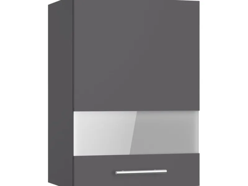 Sale Optifit Küchen-Oberschrank mit Glassegment Ingvar420 50 cm Anthrazit Matt