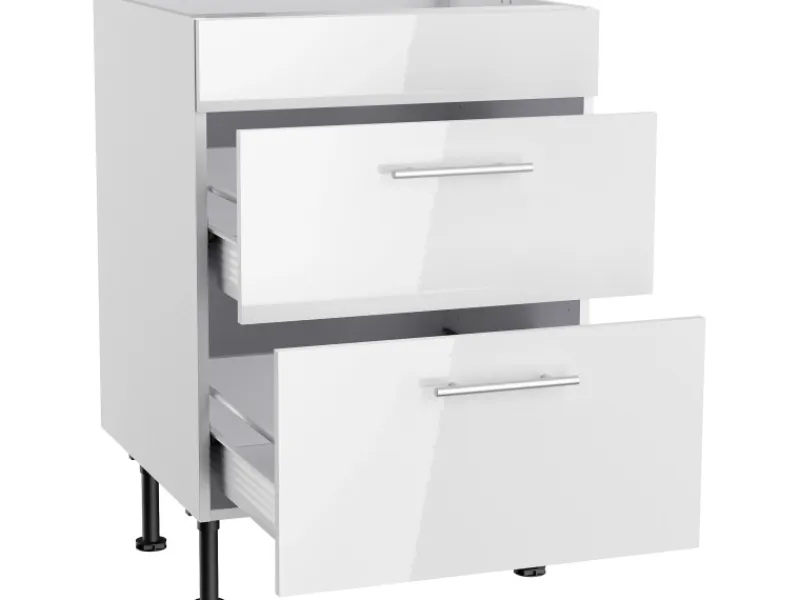 New Optifit Küchen-Unterschrank für Kochfeld Rurik986 60 cm x 87 cm x 58,4 cm Weiß