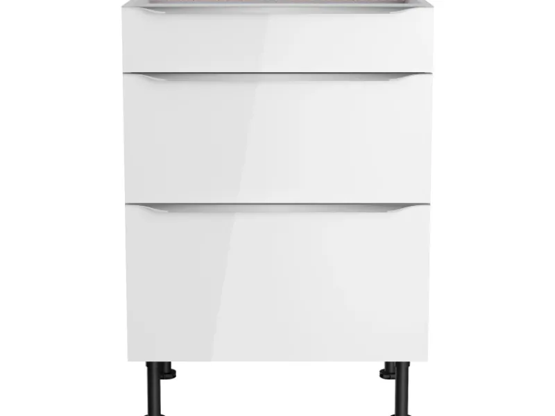 Optifit Küchen-Unterschrank mit 3 Auszügen Arvid986 60 cm x 87 cm x 58,4 cm Weiß