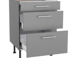 Optifit Küchen-Unterschrank mit 3 Auszügen Mats825 60cmx87cmx58,4cm Basaltgrau