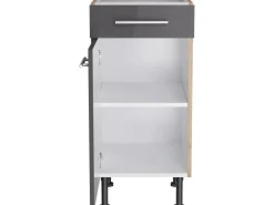 Optifit Küchen-Unterschrank Jonte984 40 cm x 87 cm x 58,4 cm Anthrazit-Wildeiche