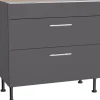 Clearance Optifit Küchen-Unterschrank mit 2 Auszügen Ingvar420 90 cm Anthrazit Matt