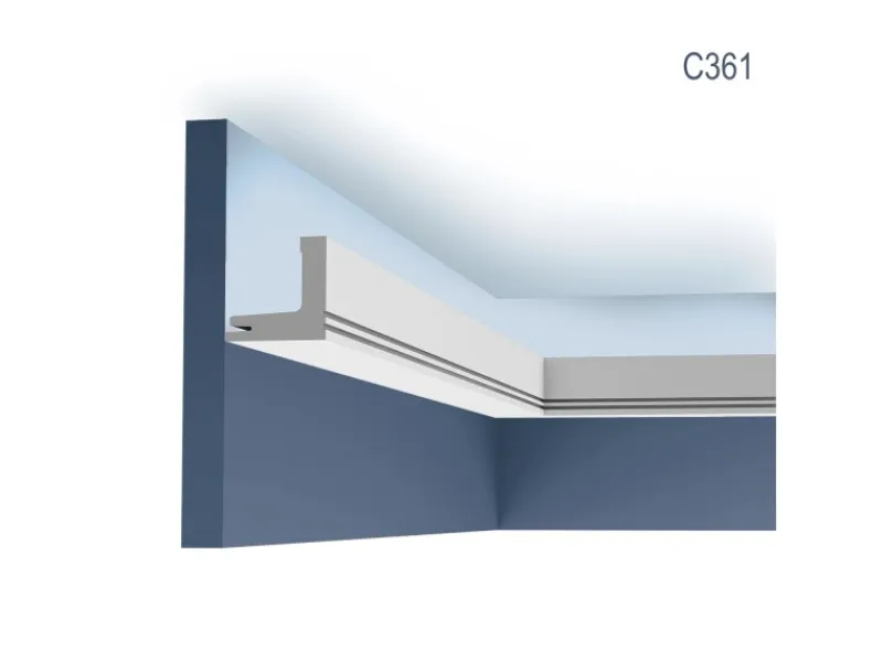ORAC DECOR C361 LUXXUS Profil Stuck Wand Zier-Leiste indirekte Beleuchtung 2 m 200 cm x 5 cm x 5 cm Weiß