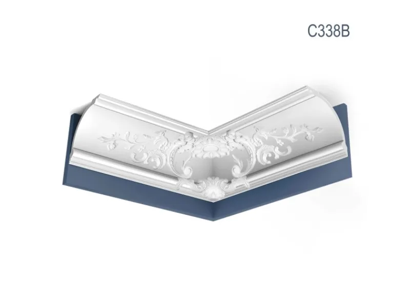 ORAC DECOR C338B LUXXUS Eckleiste Zierleiste Profilleiste Stuckleiste Weiß 2 m 200 cm x 18,4 cm x 18,4 cm Weiß