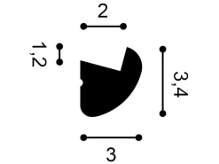 ORAC DECOR CX188F AXXENT Flexible Eckleiste Zierleiste Stuckleiste 2 m 200 cm x 3,0 cm x 3,4 cm Weiß