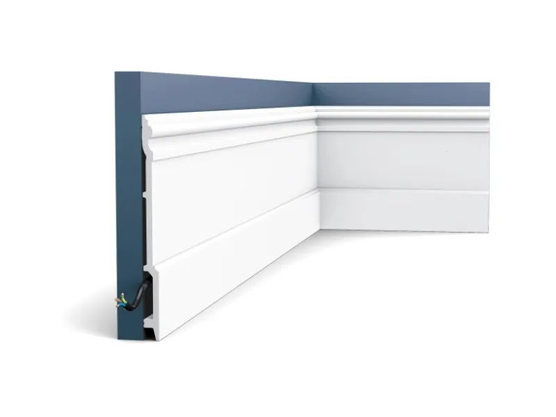 ORAC DECOR SX191 LUXXUS HIGH RISE Sockelleiste Zierleiste Stuckleiste 2 m 200 cm x 2,1 cm x 21 cm Weiß