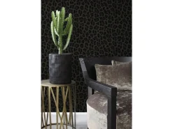Origin-luxury wallcoverings Origin Wallcoverings Tapete Leopardenmuster Dunkelgrau und Schwarz 53 cm x 10.05 m