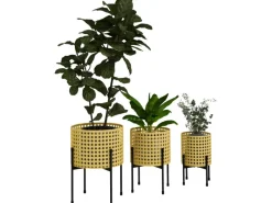 Outsunny Blumenständer-Set Stahl Gold Ø30 x 40H cm