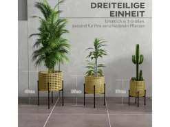 Outsunny Blumenständer-Set Stahl Gold Ø30 x 40H cm