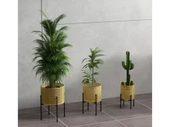 Outsunny Blumenständer-Set Stahl Gold Ø30 x 40H cm