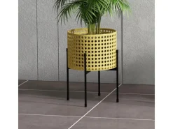 Outsunny Blumenständer-Set Stahl Gold Ø30 x 40H cm