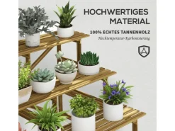 Outsunny Pflanzenregal Tannenholz Verkohlt L120 x B80 x H80cm