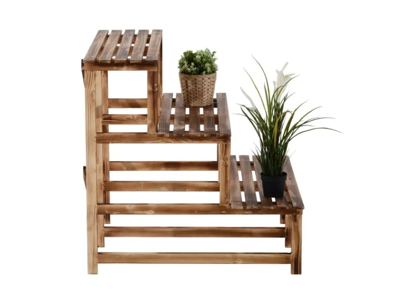 Hot Outsunny Pflanzenregal Tannenholz Verkohlt L80 x B80 x H78cm