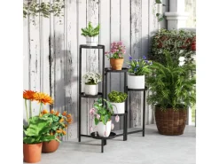 Outsunny Pflanzenständer Metall Schwarz 60L x 40B x 80H cm