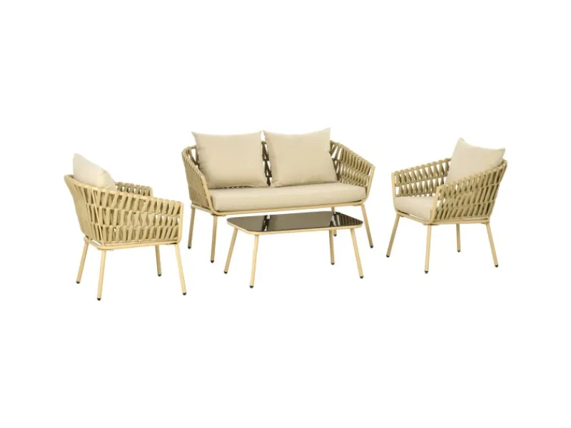 Clearance Outsunny 4 Tlg. Gartenmöbel-Set mit Kissen für Garten Terrasse