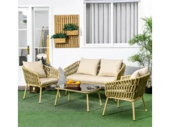 Clearance Outsunny 4 Tlg. Gartenmöbel-Set mit Kissen für Garten Terrasse