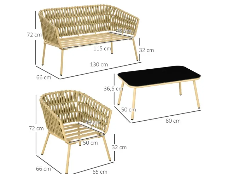 Clearance Outsunny 4 Tlg. Gartenmöbel-Set mit Kissen für Garten Terrasse
