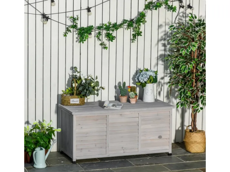 Clearance Outsunny Gartenbox Wetterbeständig 127 x 56 x 60 cm Grau