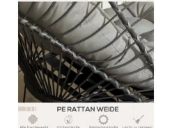 Online Outsunny Hängesessel Stahl PE Rattan Hellgrau 100L x 131B x 194H cm