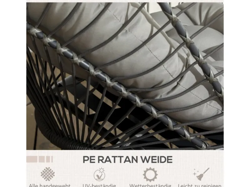 Online Outsunny Hängesessel Stahl PE Rattan Hellgrau 100L x 131B x 194H cm