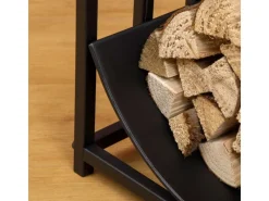 Clearance Outsunny Kaminholzregal Brennholzregal mit Griffe Metall Schwarz