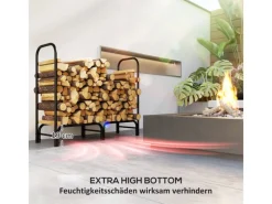 Outsunny Kaminholzregal Feuerholzregal für Garten Metall Schwarz