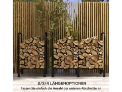 Outsunny Kaminholzregal Feuerholzregal für Garten Metall Schwarz