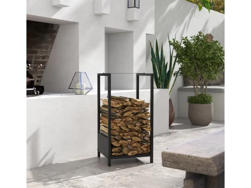 Clearance Outsunny Kaminholzregal Kaminholzlager Stapelhilfe
