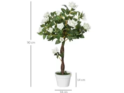 Outsunny Künstliche Pflanzen Kunststoff Stoff Weiß 18L x 18B x 90H cm