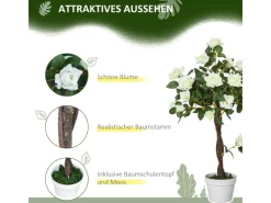 Outsunny Künstliche Pflanzen Kunststoff Stoff Weiß 18L x 18B x 90H cm