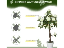 Outsunny Künstliche Pflanzen Kunststoff Stoff Weiß 18L x 18B x 90H cm