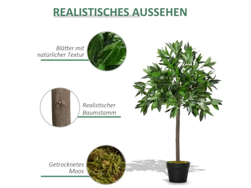 Discount Outsunny Künstliche Pflanze Kunststoff Zement Ø16 x 90H cm