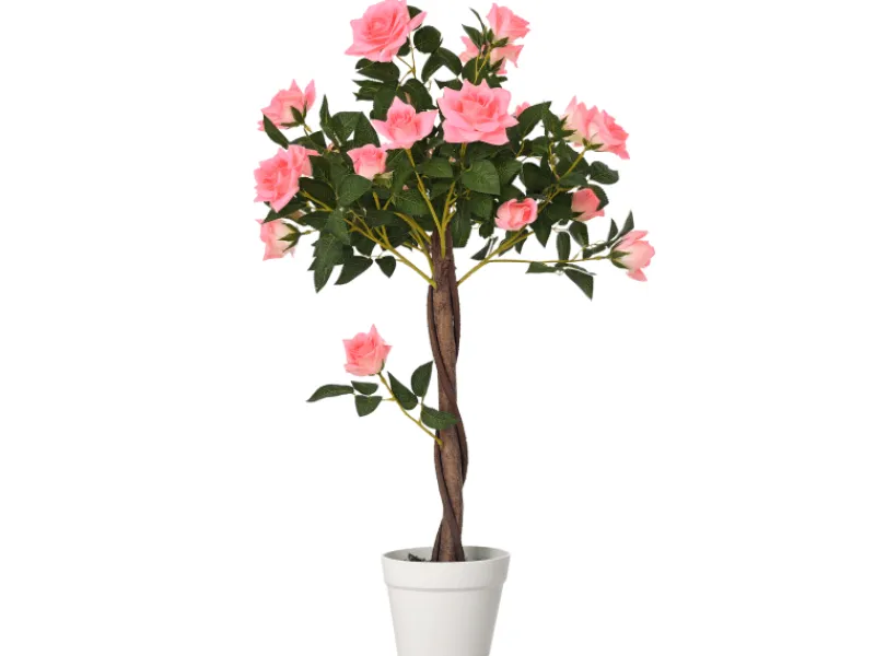 Hot Outsunny Künstliche Rosenpflanzen im Zementtopf 90 cm