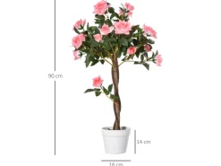 Hot Outsunny Künstliche Rosenpflanzen im Zementtopf 90 cm