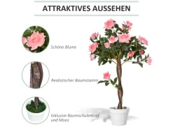 Hot Outsunny Künstliche Rosenpflanzen im Zementtopf 90 cm