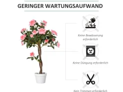 Hot Outsunny Künstliche Rosenpflanzen im Zementtopf 90 cm