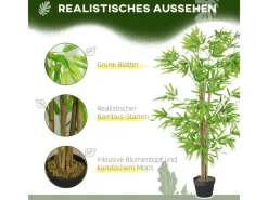 Outsunny Künstlicher Bambus Kunststoff Zement Ø17 x 150H cm