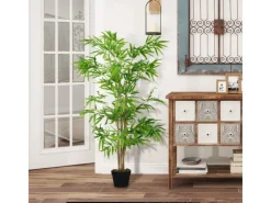 Outsunny Künstlicher Bambus Kunststoff Zement Ø17 x 150H cm