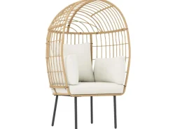 Clearance Outsunny Rattansessel Stahl PE-Rattan 95L x 80B x 155H cm Beige