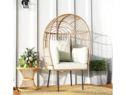 Clearance Outsunny Rattansessel Stahl PE-Rattan 95L x 80B x 155H cm Beige