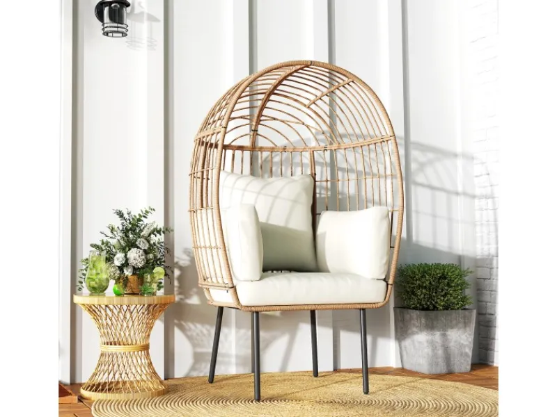 Clearance Outsunny Rattansessel Stahl PE-Rattan 95L x 80B x 155H cm Beige