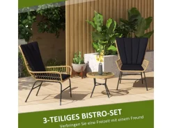 Best Outsunny Rattan-Sitzgruppe PE-Rattan Polyester 76L x 66B x 96H cm Schwarz