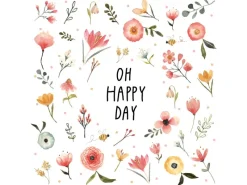 Clearance PPD Papierservietten mit Blumen und Spruch 16,5 cm x 16,5 cm 20 Stück Weiß-Gelb FSC®