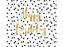 PPD Papierservietten mit Punkten und Spruch 16,5 x 16,5 cm 20 Stk Weiß-Schwarz FSC®